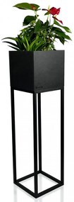 Черна висока минималистична метална саксия 22X22X80 см