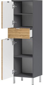 Сив висок шкаф за баня в дъбов декор 34x120 cm Mauresa - Germania