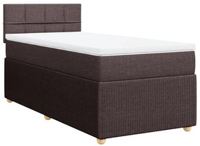 3287370 vidaXL Боксспринг легло с матрак, тъмнокафяво, 100x200 см, плат
