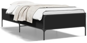 844991 vidaXL Рамка за легло, черна, 75x190 см, инженерно дърво и метал