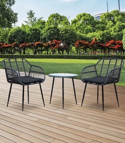 Градински ратанов комплект NAPOLI - черен комплект с 2 стола и маса