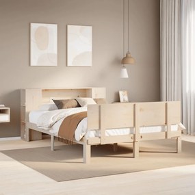 3322632 vidaXL Легло с етажерка за книги, без матрак, 140x200 см, бор масив