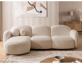 Светлокафяв ъглов диван от прежда с примки от букле (ляв ъгъл) Orbit – Ropez