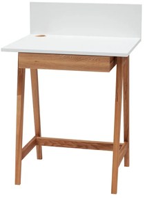 Бяло бюро с основа от ясенова дървесина Дъб, дължина 65 cm Luka - Ragaba