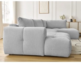 Светлосив сгъваем/с място за съхранение ъглов диван (десен ъгъл/U форма) Fuji – Bobochic Paris