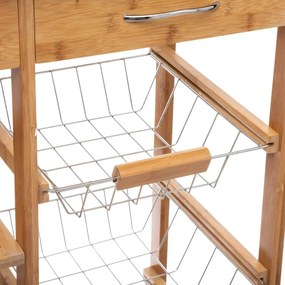 Кухненска количка 5five, Голяма, Бамбук, С метален плот