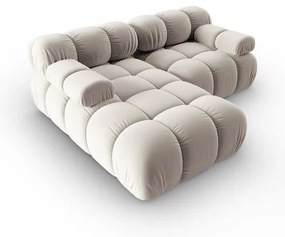 Бежов кадифен модулен ъглов диван (ляв ъгъл) Bellis – Micadoni