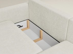 Кремав шенилов сгъваем/с място за съхранение ъглов диван (десен ъгъл) Leon – Maison de Rêve