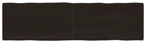 364057 vidaXL Плот за маса тъмнокафяв 220x60x(2-6) см обработен масивен дъб