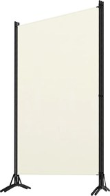 Параван за стая, 3 панела, кремавобял, 260x180 см