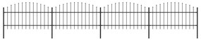 Sonata Градинска ограда с пики, стомана, (1-1,25)x6,8 м, черна