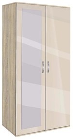 Двукрилен гардероб Мебели Богдан, модел BM-Ava 21 с огледало, ГБ сонома и крем гланц