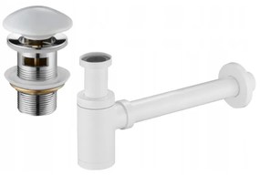 Mexen полусифон за умивалник кръгъл с керамична тапа клик-клак, с преливник, бял - 7992050-25