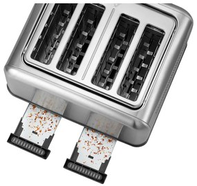 Тостер за хляб BUYDEEM DT640E, 1800W, 4 слота, 7 автоматични програми, 7 степени на препичане, LED индикатори, Тави за трохички, Високо изскачане, Инокс