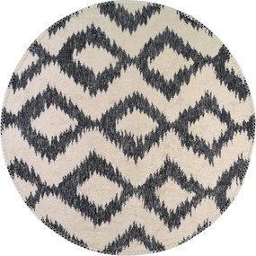 Бял/тъмносин кръгъл килим, подходящ за миене ø 100 cm - Vitaus