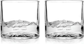 Комплект чаши за уиски LIITON 1009931 Smoky Mountain, 230 мл, 2 бр, Удебелени стени, 3D дъно с форма планина Грейт Смоуки, Прозрачен