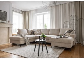 Бежов разтегателен ъглов диван от рипсено кадифе (ляв ъгъл) Lofty Lilly – Miuform