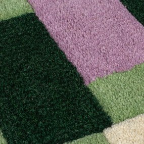Зелено-лилав ръчно изработен вълнен килим 120x170 cm Kai Wool Border – Flair Rugs