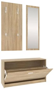 342572 vidaXL Комплект шкафове за обувки 3 в 1, дъб сонома, инженерна дървесина