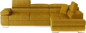 Жълт разтегателен ъглов диван с място за съхранение (десен ъгъл L форма) Anton – ELTAP
