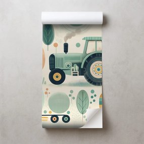 Самозалепващ тапет – Детски трактори в пастелни цветове