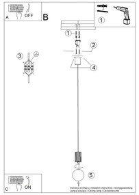 Кафяво-сиво висящо осветително тяло със стъклен абажур ø 12 cm Orbital – Sollux