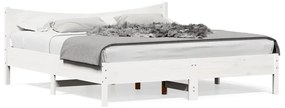 3216358 vidaXL Рамка за легло без матрак, бял, 200x200 см, бор масив