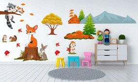 Цветен детски стикер за стена Happy Forest Animals 100 x 240 cm