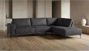 Тъмносив ъглов диван от изкуствена кожа (десен ъгъл) Copenhagen - Scandic