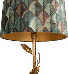 Златна подова лампа с абажур с дизайн на листа и златен интериор 50 см - Linden