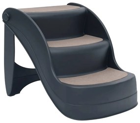 171174 vidaXL Сгъваема кучешка стълба с 3 стъпала, тъмносива