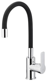 KFA Armatura 6553-915-00-Кран за мивка с гъвкаво рамо RUMBA 40,5cm черен/лъскав хром