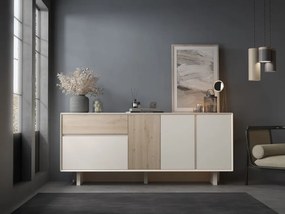 Скрин от дъбов декор В бежов и естествен цвят 180x76x45 cm Carpi – Marckeric