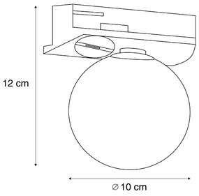 Модерна таванна лампа черна с бяло стъкло за 1-фазна релсова система - Iconic Perle