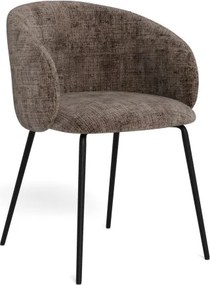 ЦЛЯРА Приглушено кафяво (тъкан Juto 4)/черни крака - МОДЕРЕН ТАПИЦИРАН СТОЛ ЛОФТ ЗА ДНЕВНА/ТРАПЕЗАРИЯ/ОФИС