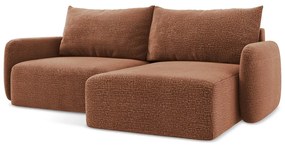 Разтегателен ъглов диван с място за съхранение в тухлен цвят (десен ъгъл) Kalena – Makamii