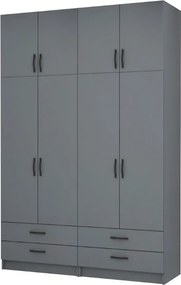Ricardo четиридверен меламинов гардероб с шкаф в антрацитен цвят 160x51,8x240см.