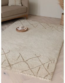 Кремав ръчно изработен вълнен килим подходящ за пране 160x230 cm Azera Crosshatch – Asiatic Carpets