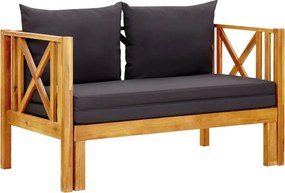 310308 vidaXL 2-местна градинска пейка с възглавници, 122 см, акация масив