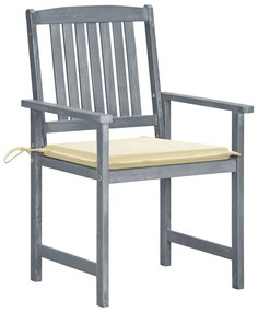 3078224 vidaXL Градински столове с възглавници, 8 бр, акация масив, сиви