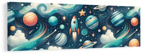 Картина на платно – Космос с ракета и звезди