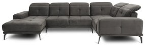 Сив кадифен ъглов диван (десен ъгъл/U форма) Neviro – ELTAP