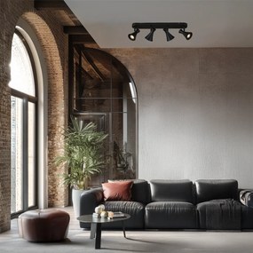 Модерен таванен прожектор черен 4-светлини въртящ се и накланящ се - Triangle