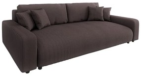 Кафяв разтегателен диван с място за съхранение от рипсено кадифе 234 cm Sara – Ropez