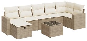 3325414 vidaXL Градински диван с възглавници, 8 части, бежов полиратан