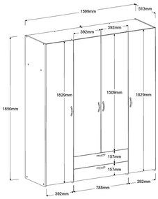 Гардероб Dorm 4-врата-White-Χωρίς πατάρι
