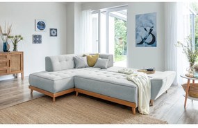 Светлосив ъглов разтегателен диван ляв ъгъл, Dazzling Daisy - Miuform