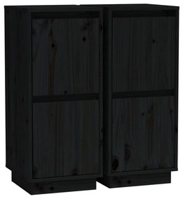 813389 vidaXL Сайдборди, 2 бр, черни, 31,5x34x75 см, бор масив
