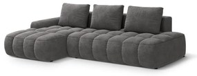 Сив кадифен сгъваем/с място за съхранение ъглов диван (ляв ъгъл) Linz – Cosmopolitan Design