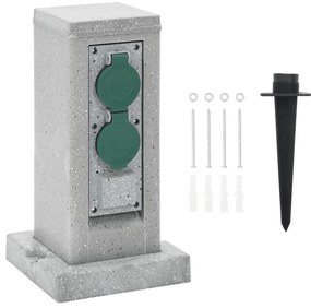 Външен контакт с шип 4-посочен каменна визия сив 16x16x29,5 см